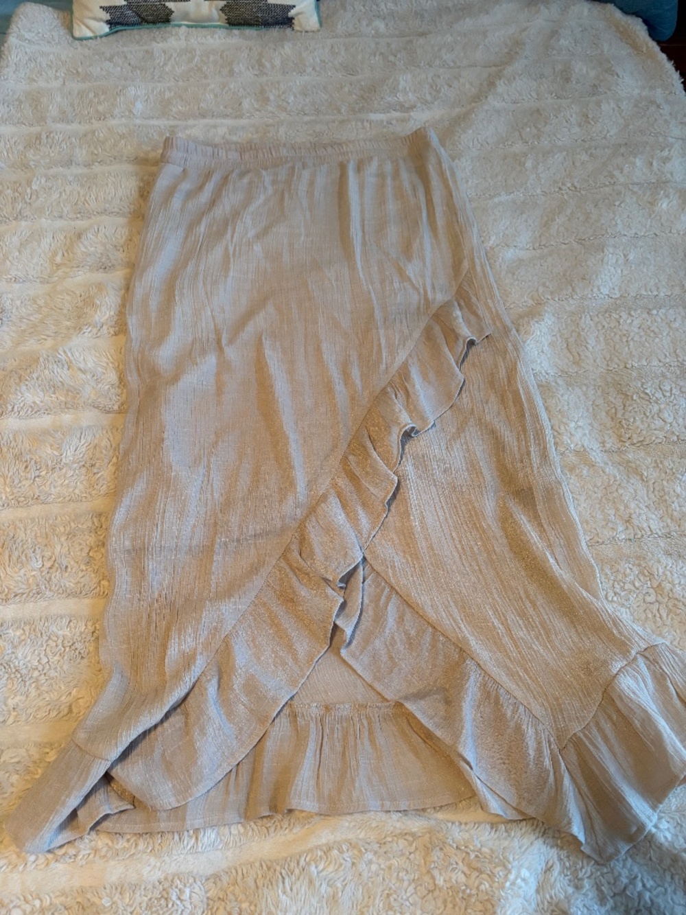 Beige Maxi Western Ruffle Skirt